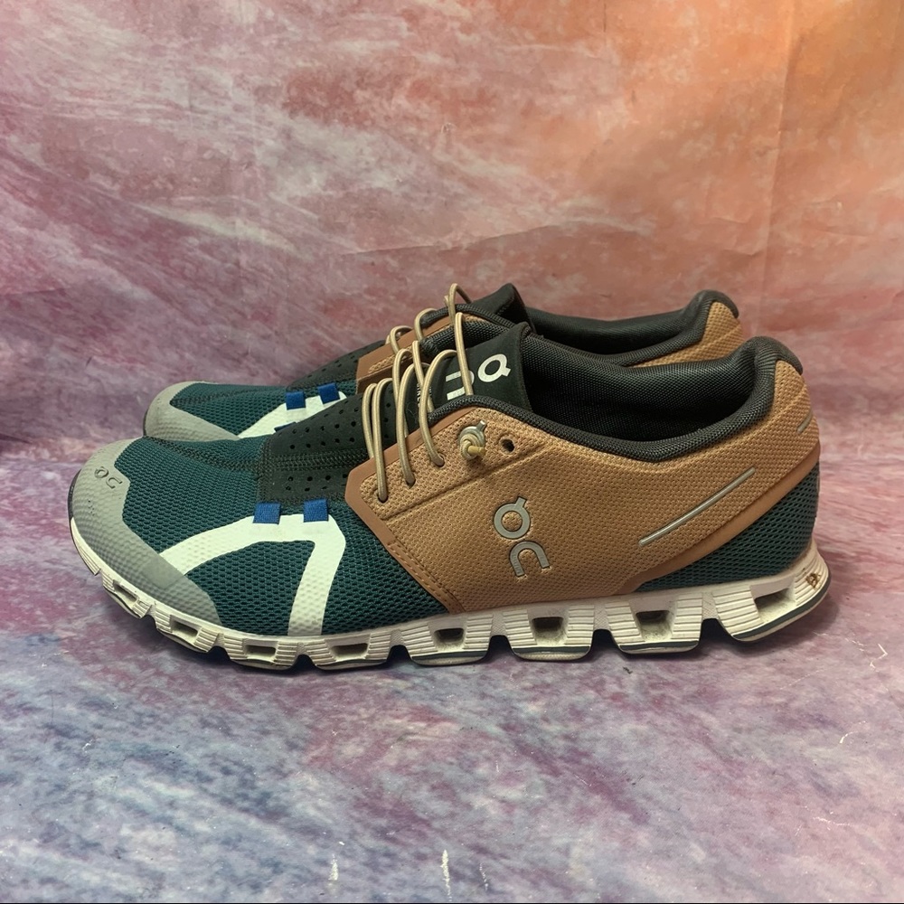 On Cloud Khaki Brown Dark Green White Grey Athletic Shoes Women’s Size 9.5